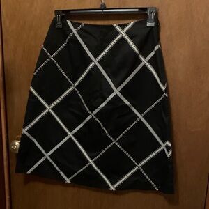 Talbots Black and White Checkered A-Line Skirt